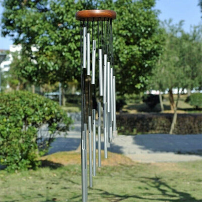 Carillon-a-vent-melodieux-artisanal-zen-bois-rouge-argente
