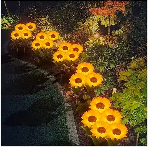 Lot De 2 Lampes Solaires Tournesol Pour Jardin - Lumineuses Et Étanchés IP65